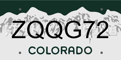 ZQQG72 Colorado License Plate