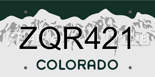 ZQR421 Colorado License Plate