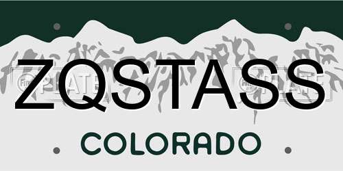ZQSTASS Colorado License Plate