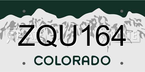 ZQU164 Colorado License Plate
