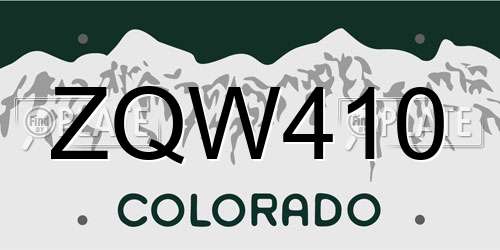 ZQW410 Colorado License Plate