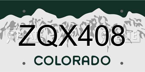 ZQX408 Colorado License Plate