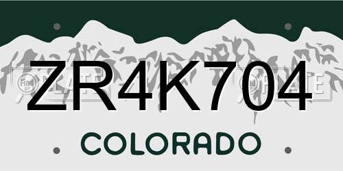 ZR4K704 Colorado License Plate