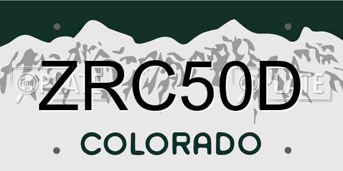 ZRC50D Colorado License Plate