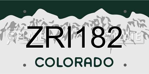 ZRI182 Colorado License Plate