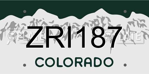 ZRI187 Colorado License Plate