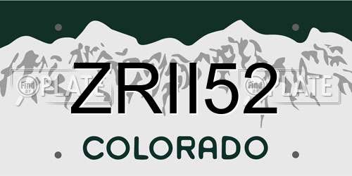 ZRII52 Colorado License Plate