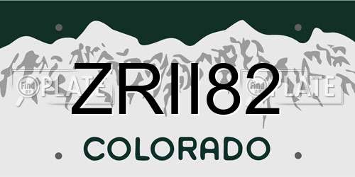 ZRII82 Colorado License Plate