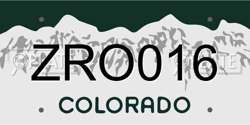 ZRO016 Colorado License Plate