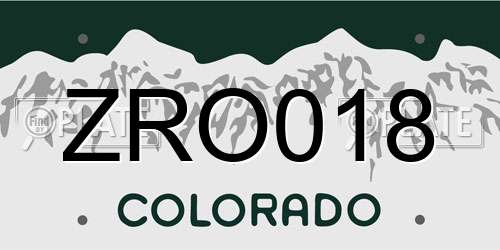 ZRO018 Colorado License Plate