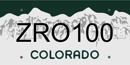 ZRO100 Colorado License Plate