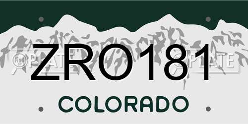 ZRO181 Colorado License Plate