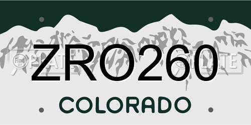 ZRO260 Colorado License Plate