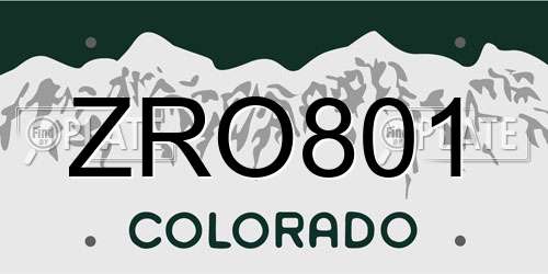 ZRO801 Colorado License Plate