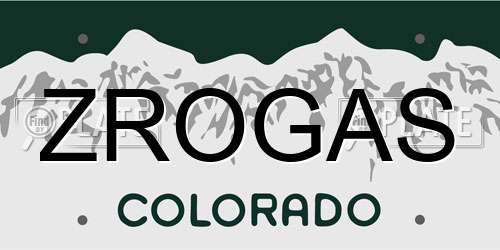 ZROGAS Colorado License Plate