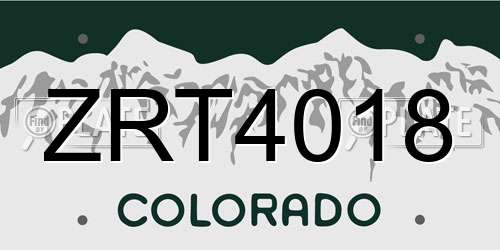ZRT4018 Colorado License Plate