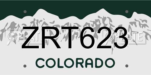 ZRT623 Colorado License Plate