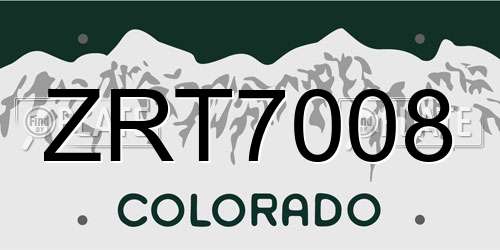 ZRT7008 Colorado License Plate