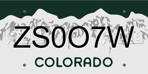 ZS0O7W Colorado License Plate