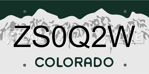 ZS0Q2W Colorado License Plate