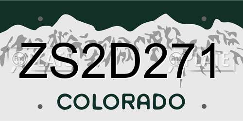 ZS2D271 Colorado License Plate