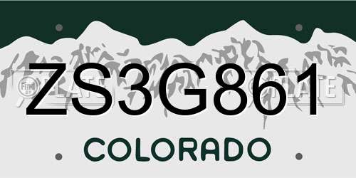 ZS3G861 Colorado License Plate
