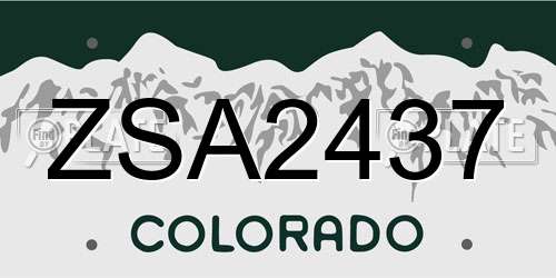 ZSA2437 Colorado License Plate