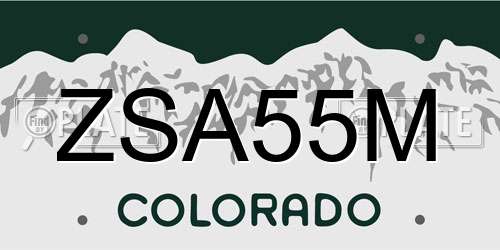 ZSA55M Colorado License Plate