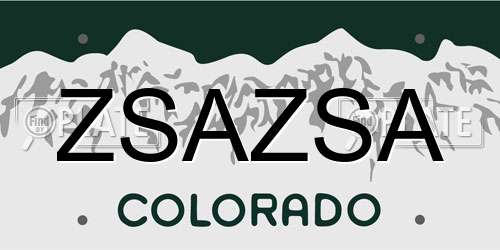 ZSAZSA Colorado License Plate