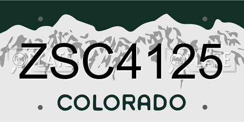 ZSC4125 Colorado License Plate