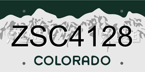 ZSC4128 Colorado License Plate