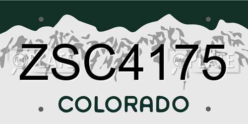ZSC4175 Colorado License Plate