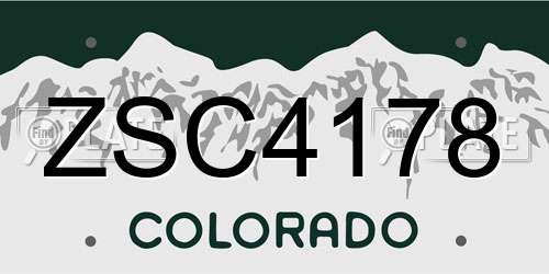 ZSC4178 Colorado License Plate