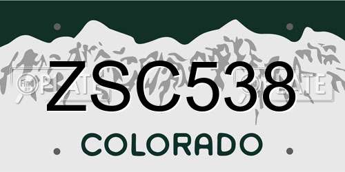 ZSC538 Colorado License Plate