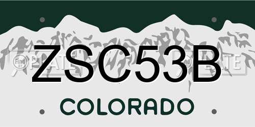 ZSC53B Colorado License Plate