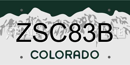 ZSC83B Colorado License Plate