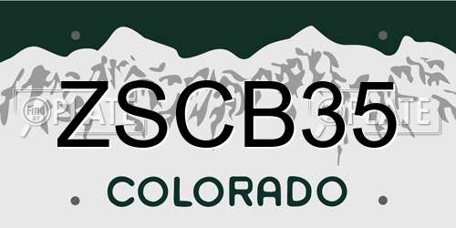 ZSCB35 Colorado License Plate
