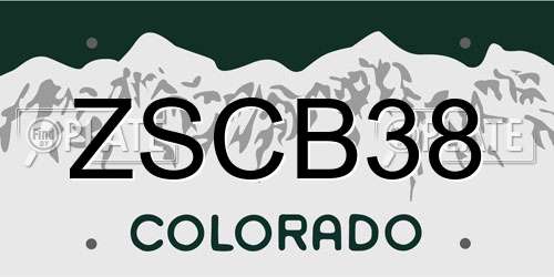 ZSCB38 Colorado License Plate