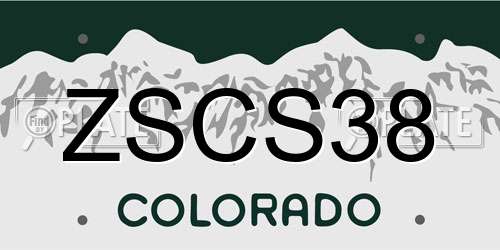 ZSCS38 Colorado License Plate