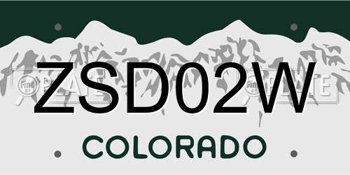ZSD02W Colorado License Plate