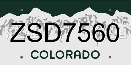 ZSD7560 Colorado License Plate