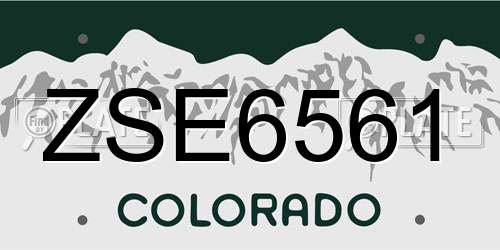 ZSE6561 Colorado License Plate