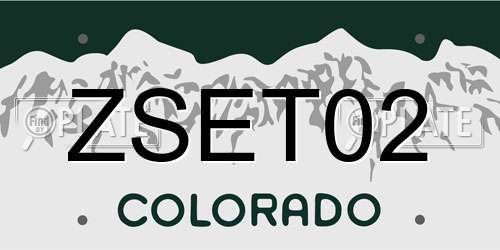 ZSET02 Colorado License Plate