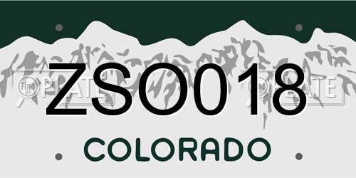 ZSO018 Colorado License Plate