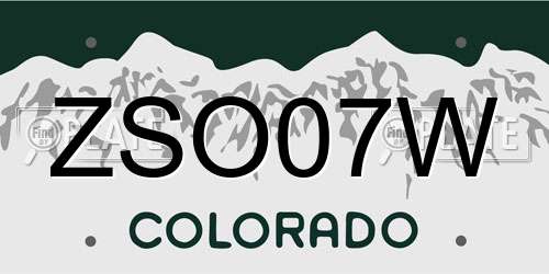ZSO07W Colorado License Plate