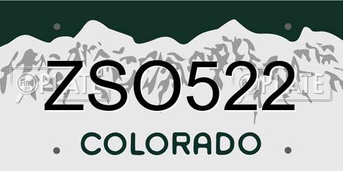 ZSO522 Colorado License Plate