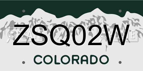 ZSQ02W Colorado License Plate
