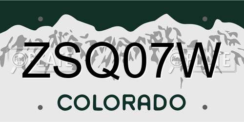 ZSQ07W Colorado License Plate