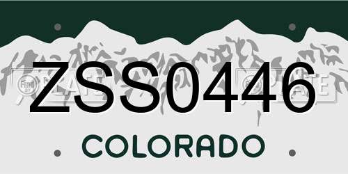 ZSS0446 Colorado License Plate