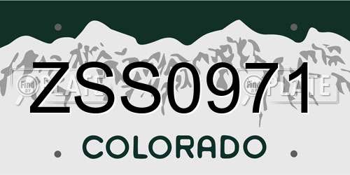 ZSS0971 Colorado License Plate